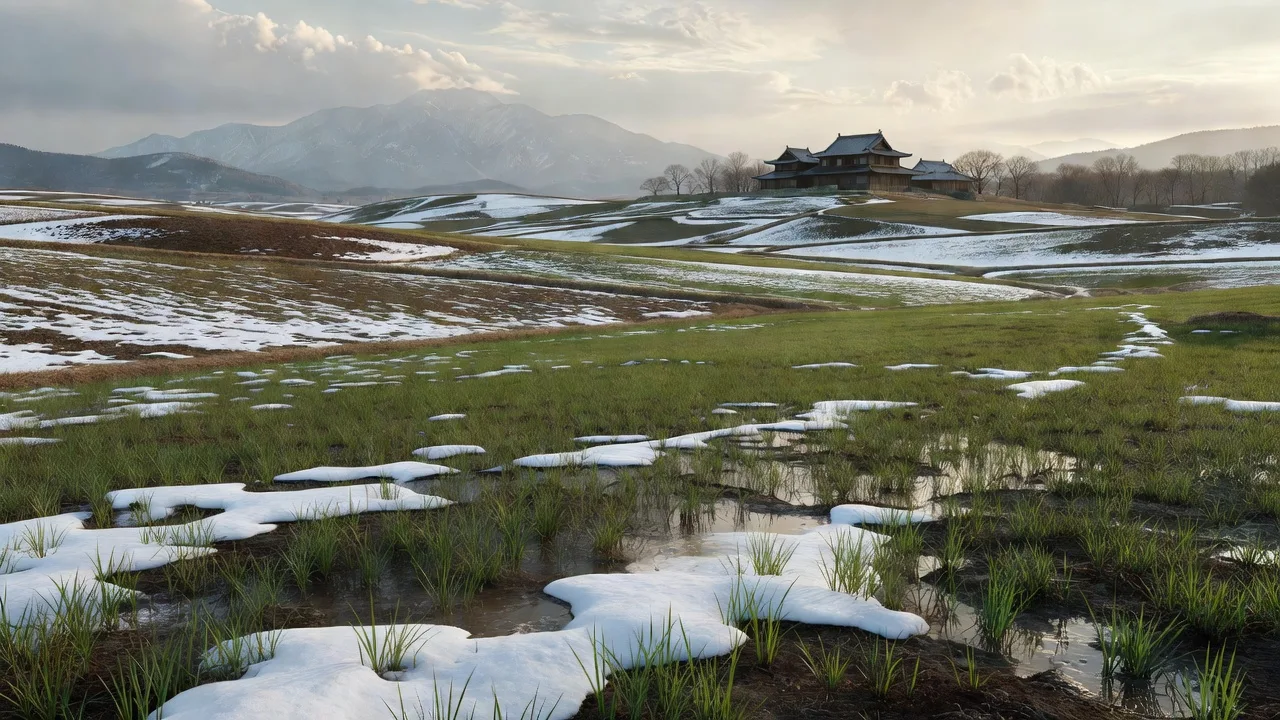 早春の田園風景