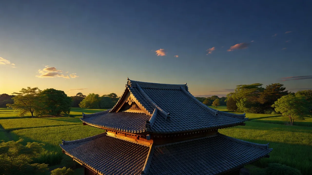 邸宅の屋根と空